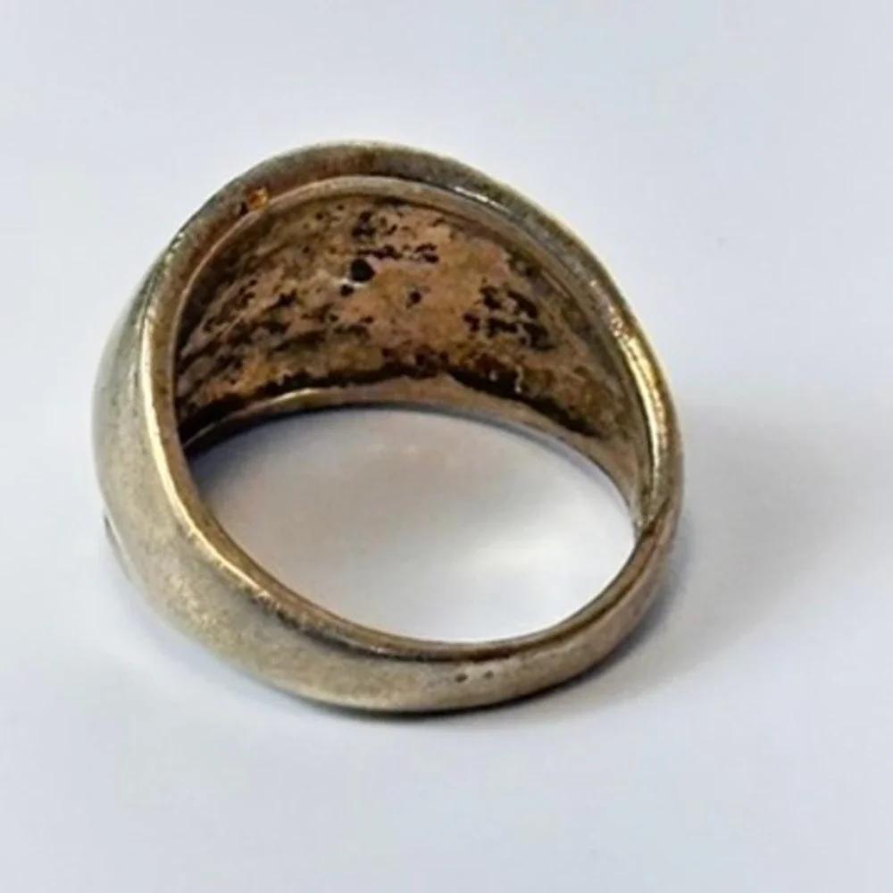 Vintage Dome Ring Silver Tone Minimalist 70s Boho Statement Size 8